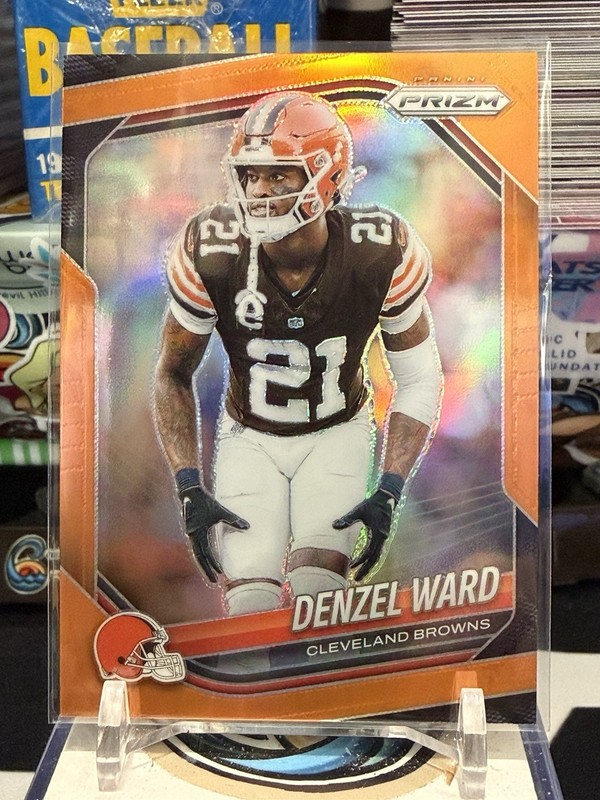 DENZEL WARD 2025 Prizm Football #90 Browns ORANGE PRIZM /249 Color Match TZ