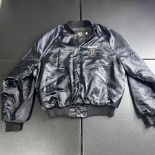 Vintage King Louie Jacket Mens Large Black Satin Bomber Pro Fit Made USA 90s