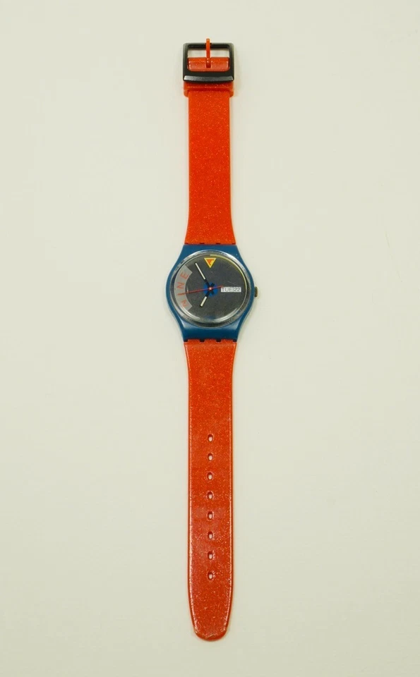 Reloj Swatch Vintage 1989 Blue Jet GS701 Banda Roja Brillante y BATERÍA NUEVA Foto 3 de 4