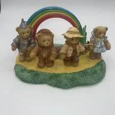 1998 Enesco Wizard Oz Follow Yellow Brick Road Cherished Teddies Set + Base
