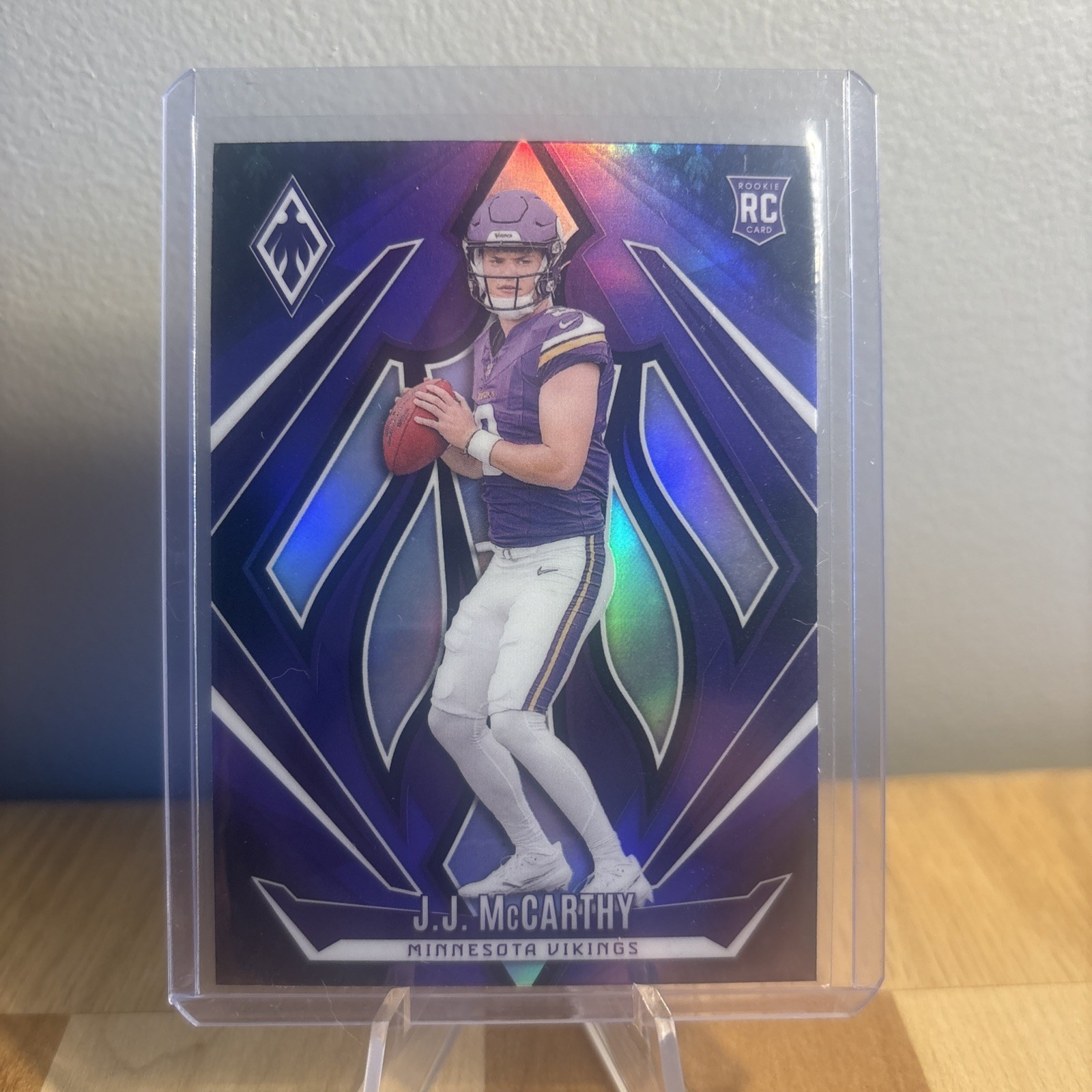 JJ McCarthy Purple Fade Color Match RC 2024 Panini Phoenix #185 Vikings