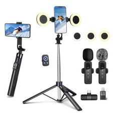 Content Creator Essentials Vlogging Kit for iPhone,Tripod with Light Mic