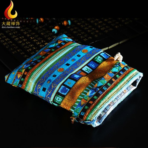 Borsa stile tibetano cordino borsa portaoggetti borsa gioielli borsa giocattolo culturale antiue - Foto 3 di 13