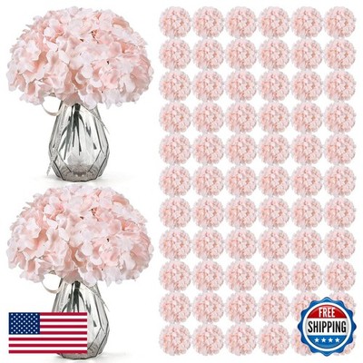 Auihiay 104 Pcs Hydrangea Artificial Flowers Pink Silk Hydrangea Heads Stems