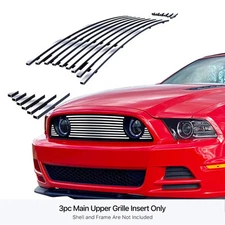 Fits 2013-2014 Ford Mustang GT Main Stainless Chrome Billet Grille Insert