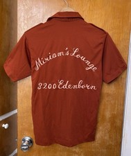 Vintage 1960s 1970s Hilton Chainstitch Bowling Shirt Miriams Lounge Bar Sz S Men