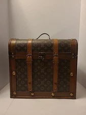 Large Wooden Treasure Chest/Keepsake Trunk With Handle - 14" H x 15 1/2" L 