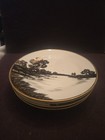 4 ANTIQUE MORIMURA NIPPON 8" Plate White Black & Gold JAPANESE FARM SCENE PLATE — photo 1