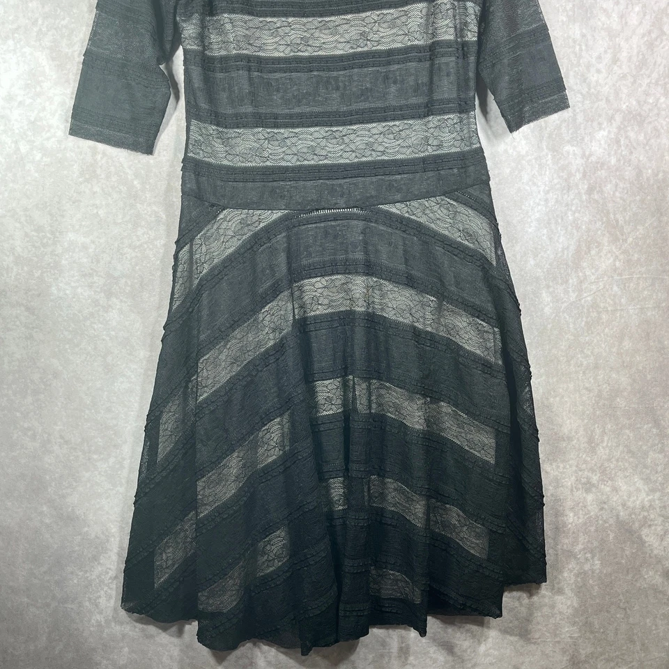 Платье женское Sangria 16 черное кружевное облегающее и расклешенное миди рукав 3/4 с подкладкой карьерное - Изображение 2 из 4