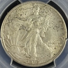 1916-S 50C Walking Liberty PCGS AU53 CAC - Nice Original Key Date!