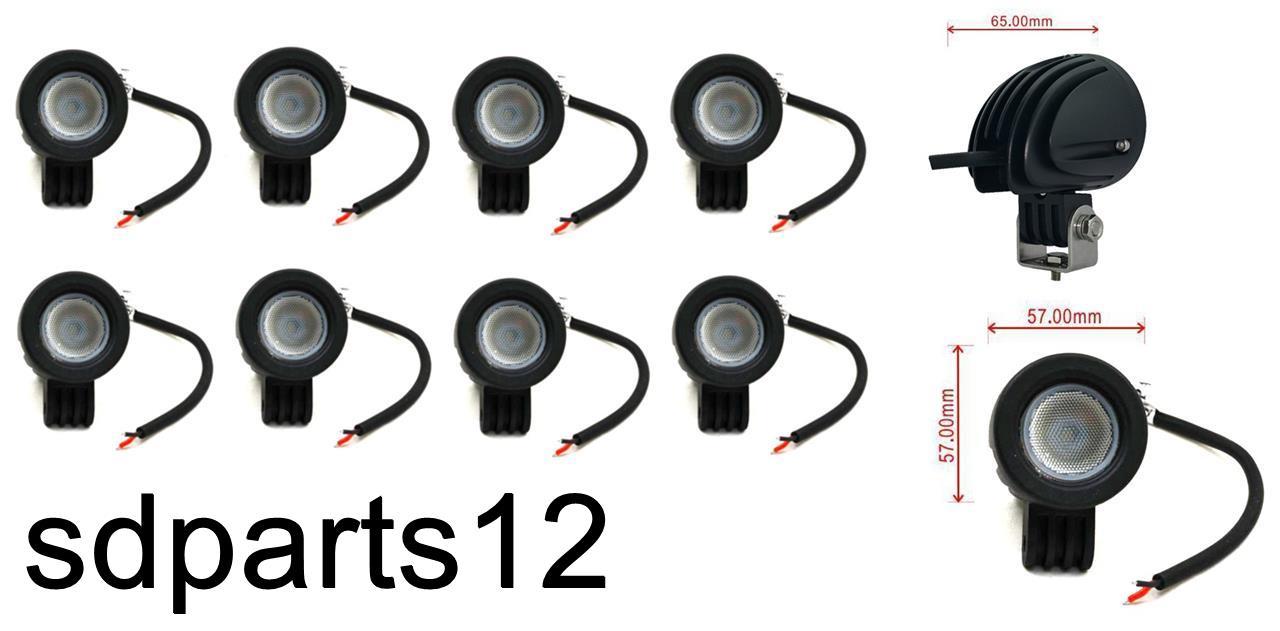8 Feux de travail LED 10W 10-30V spot projecteurs longue portée pour cabine de camion
