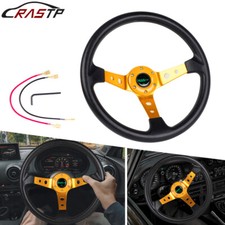 Racing Steering Wheel Universal 14 95mm Deep Dish 6 Bolt With Horn Button