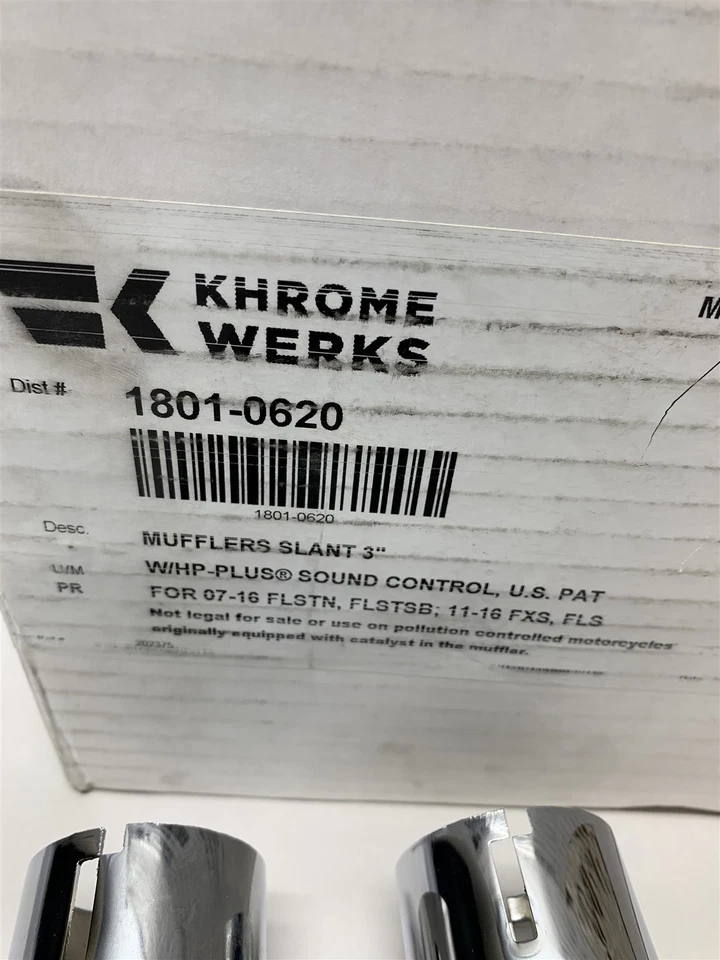  Harley-Davidson 07-17 Softail Slim Khrome Werks 3" Slash Cut Slip-On Mufflers  - Image 3 of 4