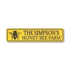 Honey Bee Farm Sign Personalized Family Name Hive Beekeeper Metal Sign