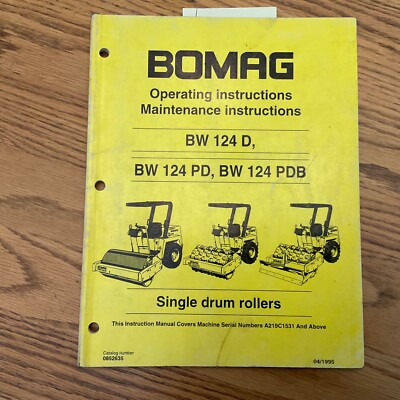 Bomag BW124D/PD/PDB OPERATING MAINTENANCE MANUAL OPERATION COMPACTOR GUIDE BOOK
