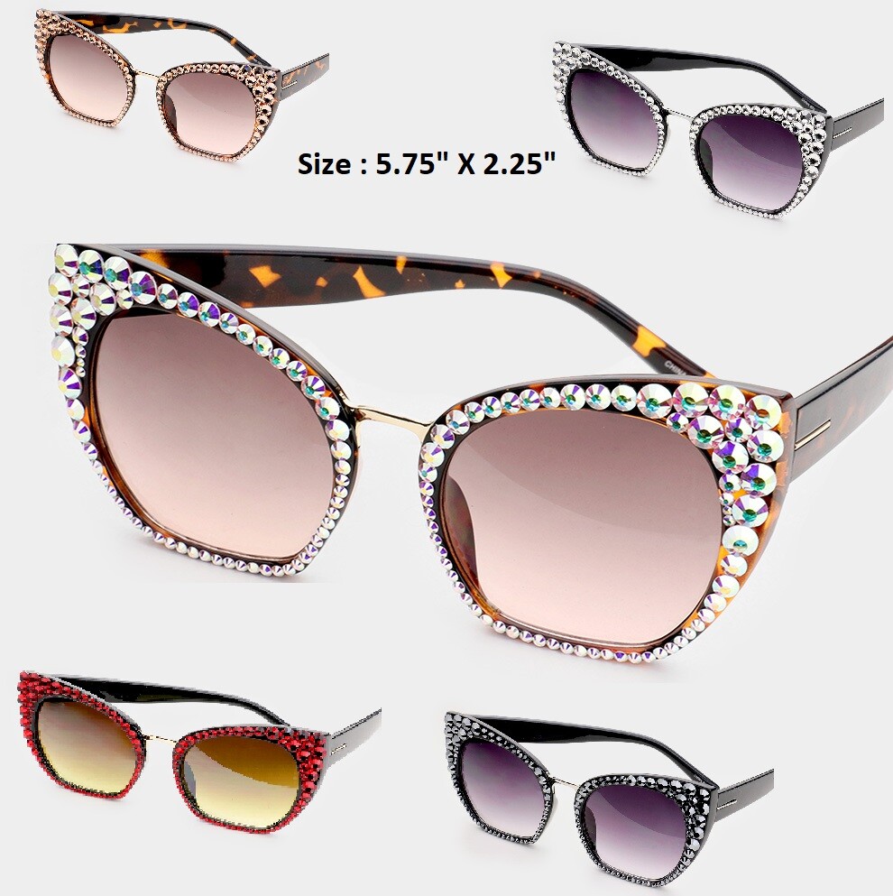 AUSTRIAN CRYSTAL Rhinestone Sunglasses Beach Square Cat Eye  display picture 3