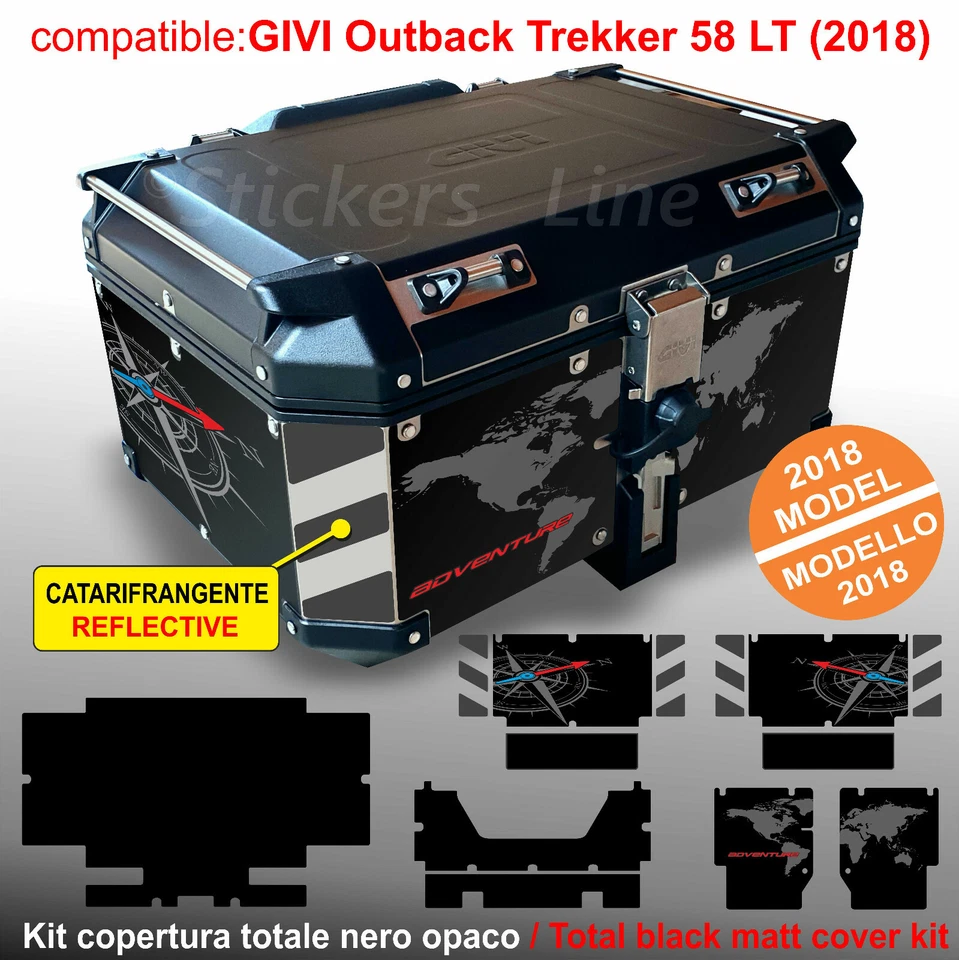 Kit adesivi COMPATIBILI bauletto top case GIVI 58 LT 2018 BMW R1200 R1250 GS T2