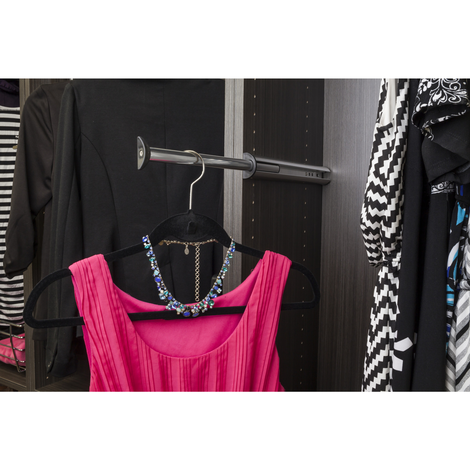Polished Chrome Extendable Valet Rod for Closet Organization