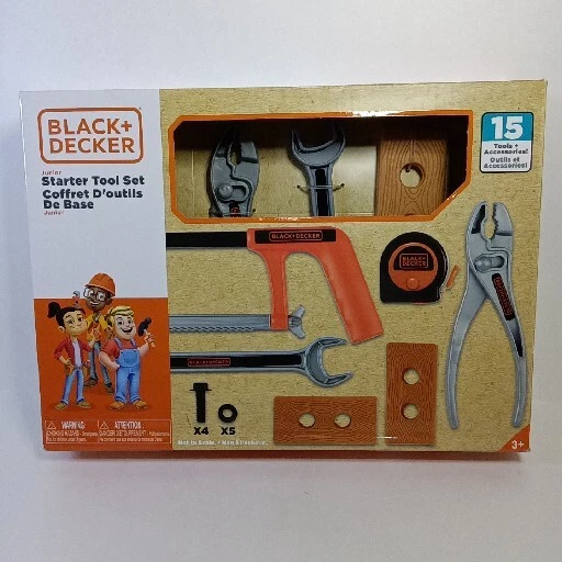 New Black & Decker 15 Piece Tool Set Junior Play Training Set Toy