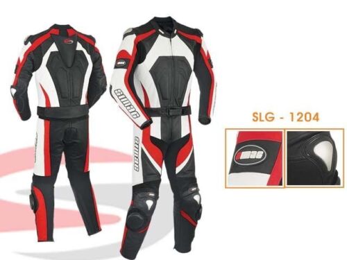 Costume motocyclette cuir course motard 2 pièces blindé CE noir/rouge/blanc - Photo 1 sur 1