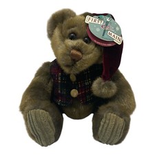 First and Main Plush Christmas Minky Teddy Bear 7 Inch Stuffed Animal Santa Hat