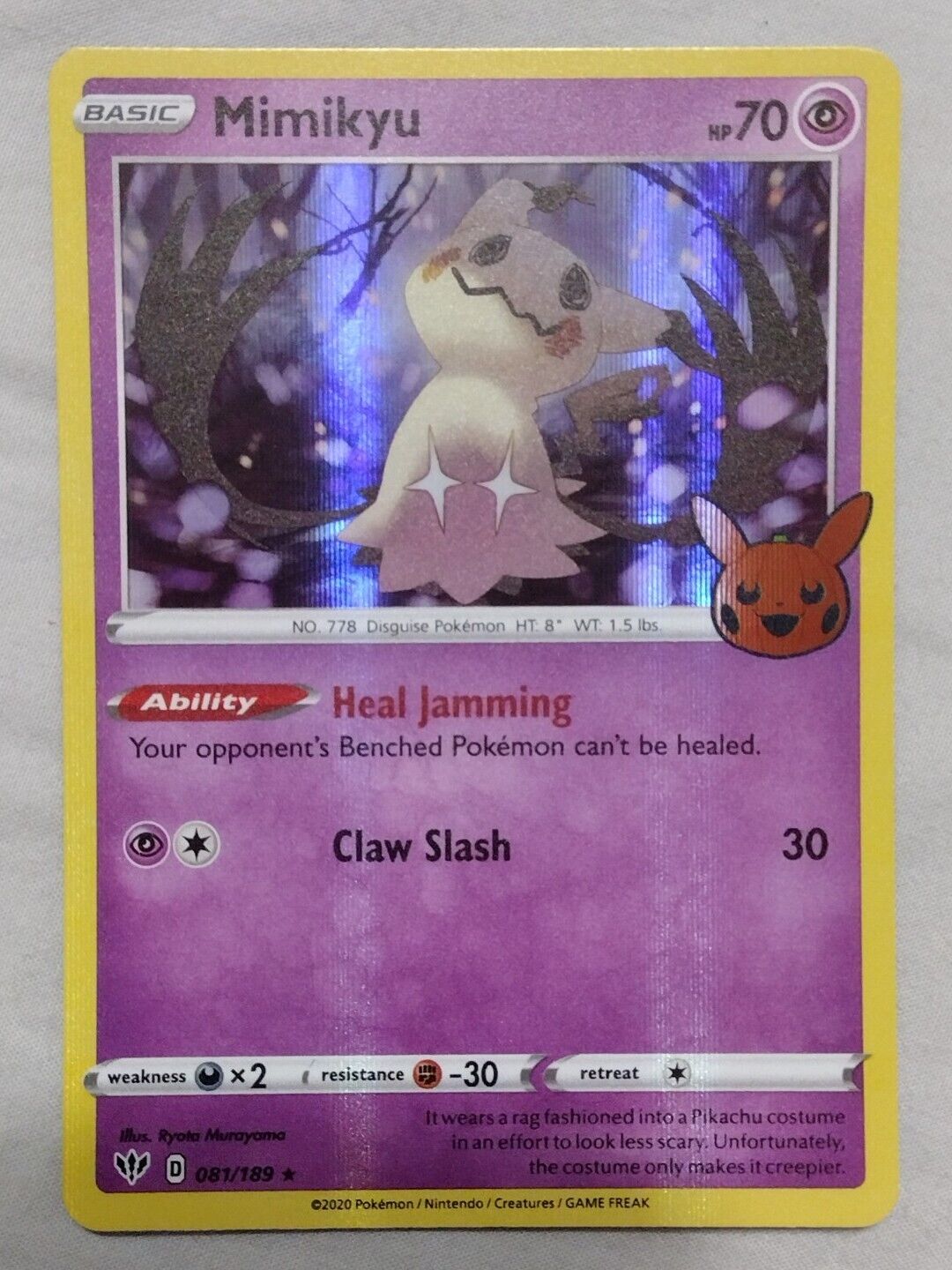 Mimikyu Pokemon Card Holo 2020 Trick Or Trade Halloween Special