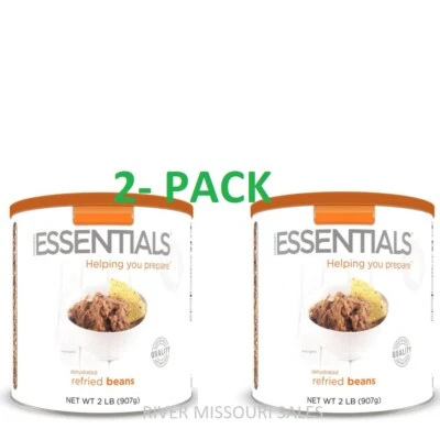 2 Pack - Essentials Refried Beans #10 Cans Emergency Long Term Food, 25 Year