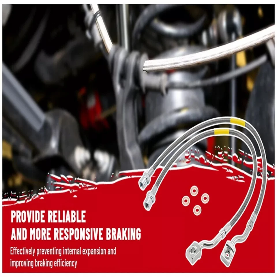 2PCS Front Steel Extended Brake Lines 89370 For GMC Sierra 1500 Yukon XL 1500 - Image 3 of 4