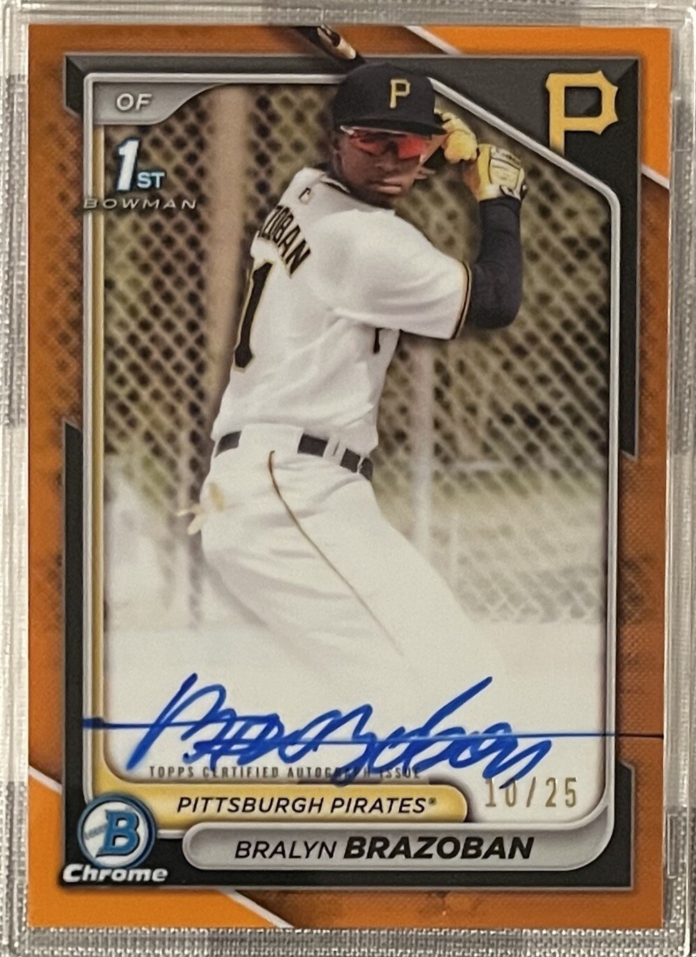 2024 Bowman Chrome Bralyn Brazoban 1st Orange Refractor Auto 10/25🔥