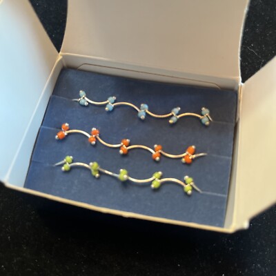 Avon Three Piece Silvertoned Fashion Color Anklet Set