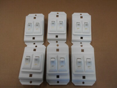 *6 PACK DOUBLE WHITE ON OFF ROCKER SWITCH SIGMA 12 VOLT FREE SHIPPING 