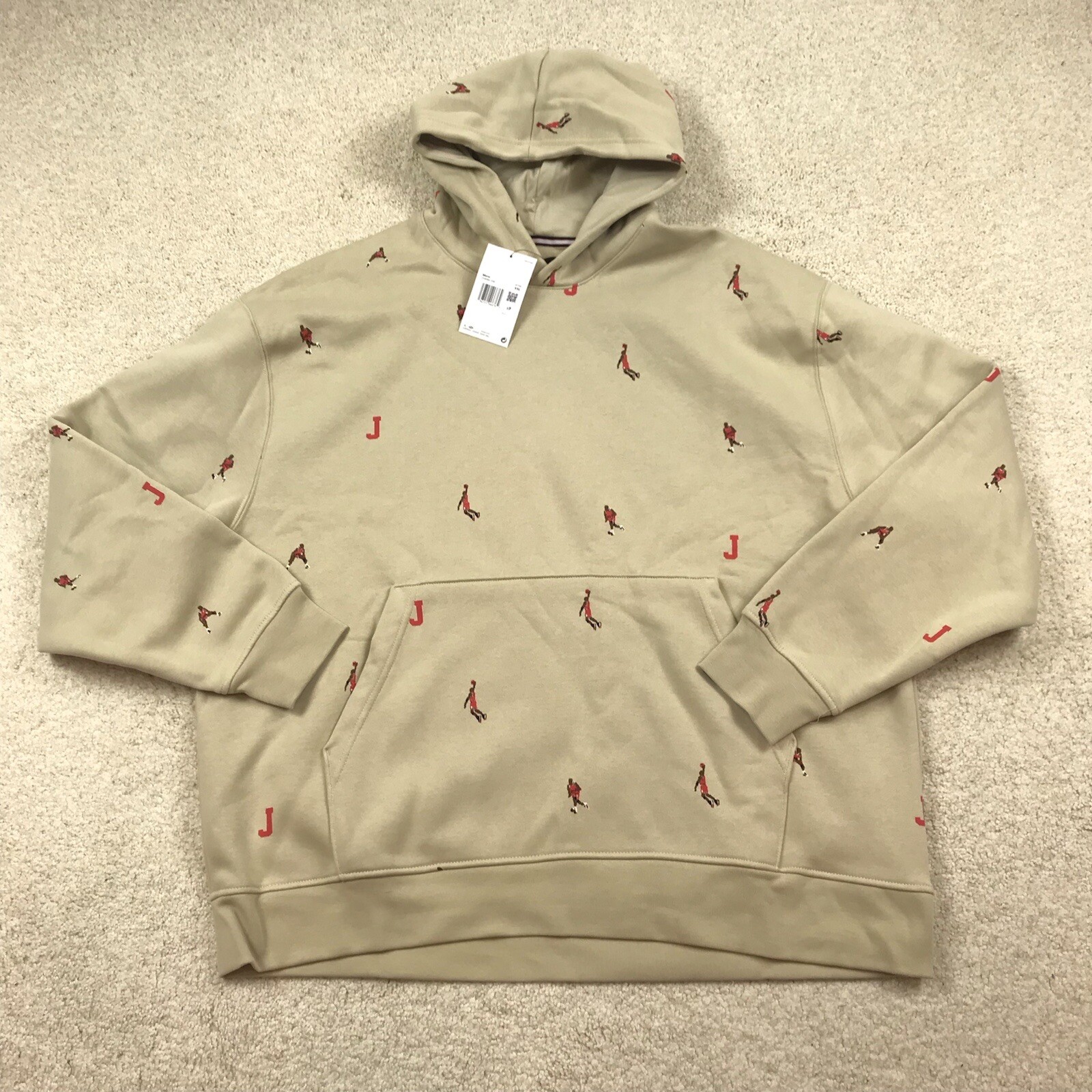 Jordan Essentials Mens 2XL Pullover Hoodie Tan DV9392 206 All Over Print  Holiday | eBay