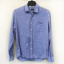 Holt Renfrew HR2 Blue Linen Long Sleeve Shirt Large