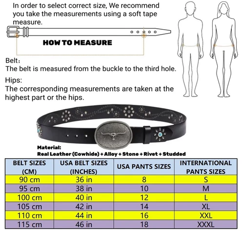 Real Leather Waist Belt Heavy Metal Stone Rivet Studded Unisex Punk Waistband - Picture 6 of 28