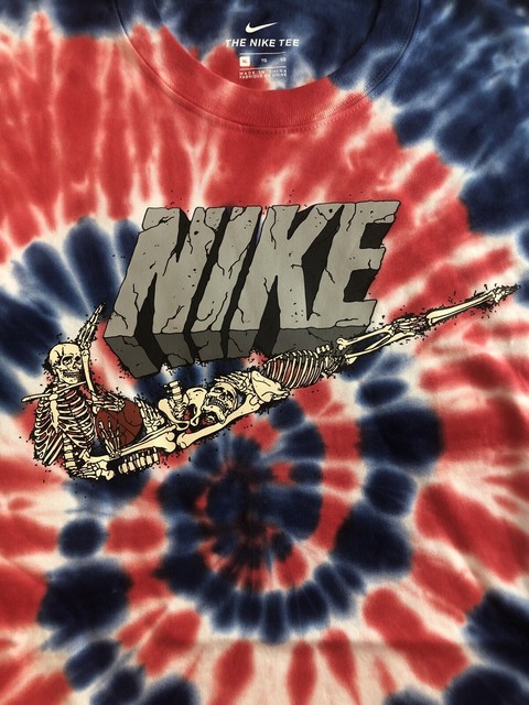 Nike Exploration Series Red White Blue Tie Dye Skeleton Swoosh T-shirt Menâs XL for sale online