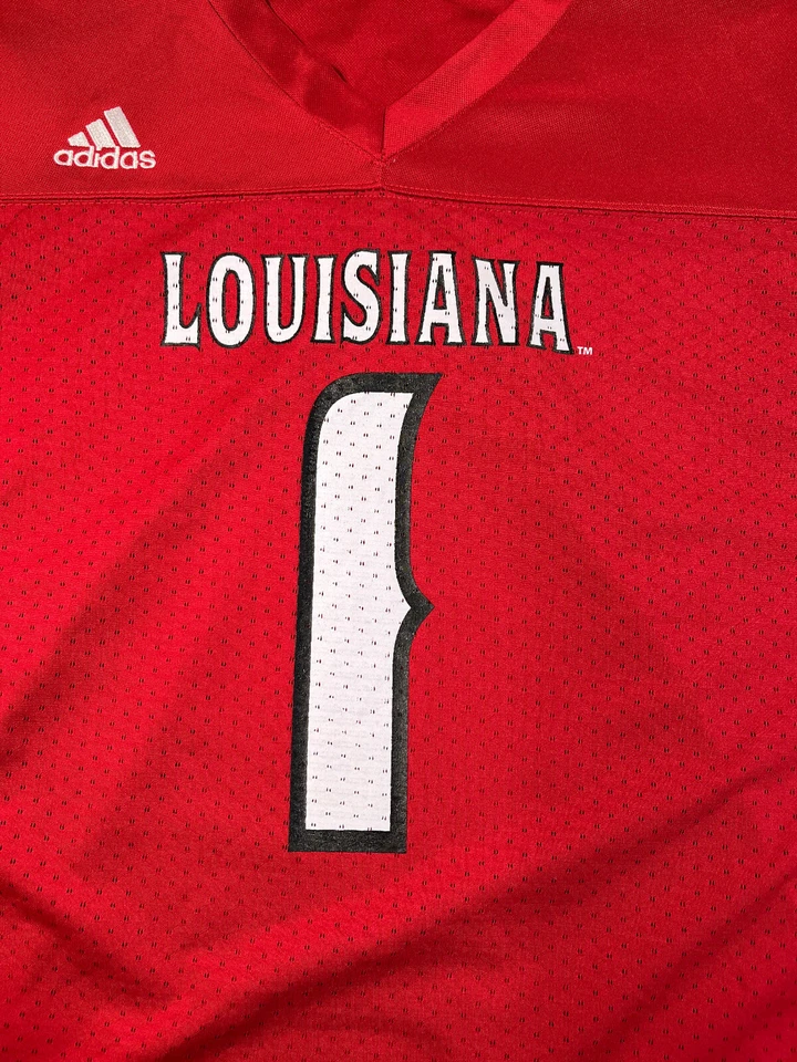 Adidas Jersey Louisiana Ragin' Cajuns ULL NCAA Youth XL Pullover Red #1 Football - Image 4 of 4