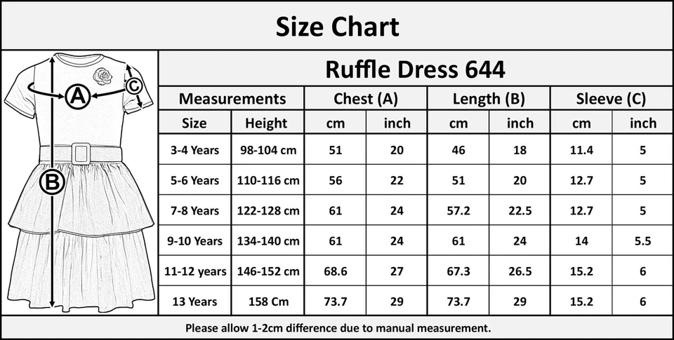 Niños Vestido de Verano Niña Rosa Informal Volantes Fiesta Para Edad 3-14 Años - Imagen 2 de 2