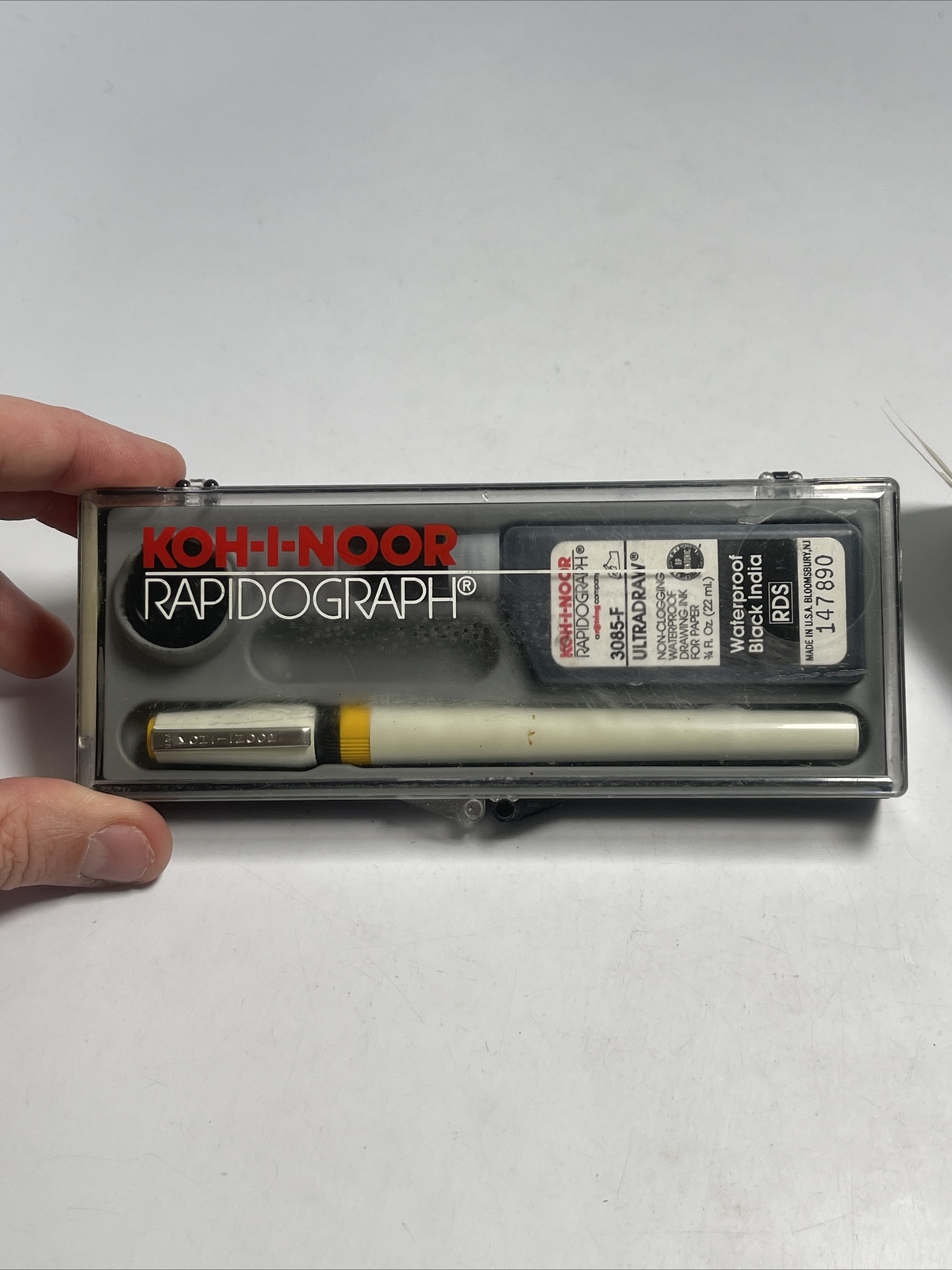 Koh-I-Noor Rapidograph Pen and Ink Set .75 oz. Bottle With Case Hardly Used