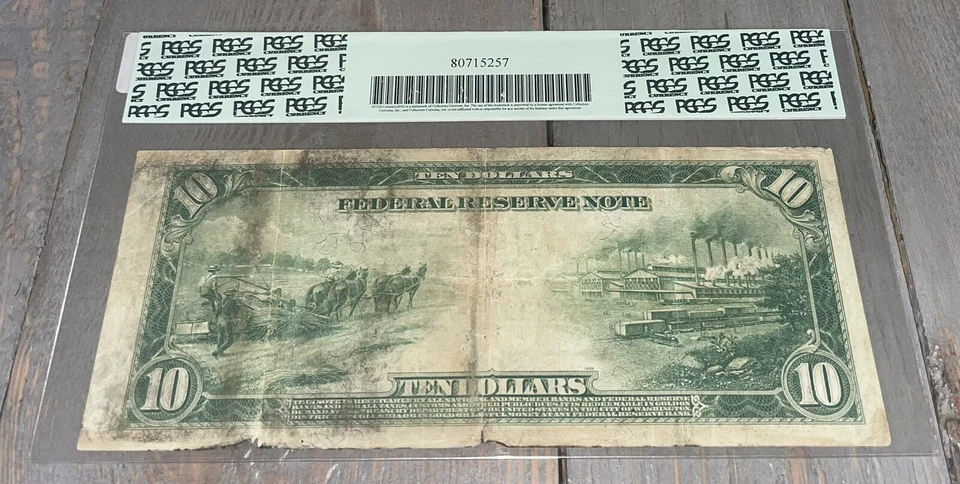 1914 $10 Federal Reserve Note - PCGS Graded VF25 Apparent - SKU N-101 - Image 2 of 2