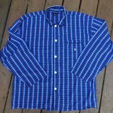 Polo Ralph Lauren Blue Plaid Mens Pajama Shirt XL