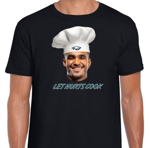 Philadelphia Eagles Jalen Hurts "Let Hurts Cook" Graphic Sports T-Shirt, BLACK - Picture 1 of 2