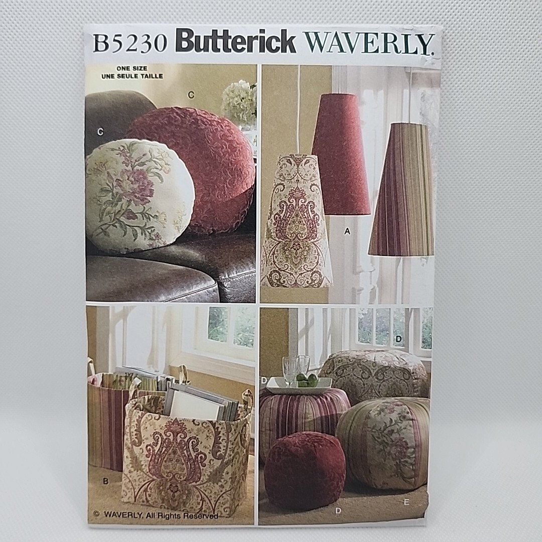 Butterick Craft 5230 Pillow Lampshade Footstool Storage Box Sewing Pattern Uncut