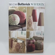 Butterick Craft 5230 Pillow Lampshade Footstool Storage Box Sewing Pattern Uncut