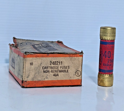Lot of 6: Eagle Electric 655 Non-Renewable 40Amp Cartridge Fuses