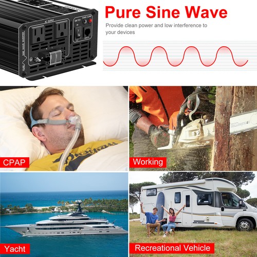 PEAK 3000W 1500W remote control pure sine wave inverter 12V 24V 48V to 120V - Picture 3 of 12