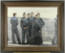 45363 - U-Boot-Besatzung in Polyarnoye, Gem&auml;lde, sig. W. Dmitriewskij