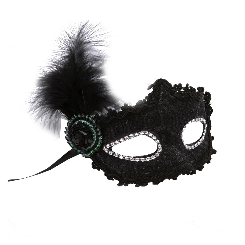 Glitter Masquerade Feather Venetian Mask Fancy Dress Party Theme Ball Eye Mask - Image 4 of 4