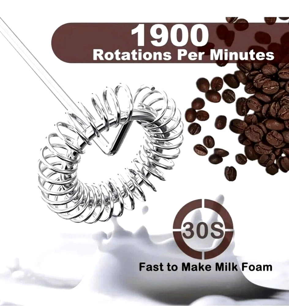 Milk Frother Handheld Battery Operated Whisk Foam Maker For Coffee With Stand