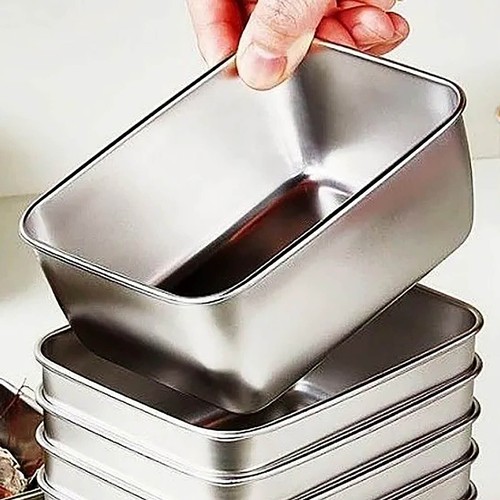 6x Thickened Stainless Steel Square Plate With Lid Household Fresh-keeping Box - Picture 3 of 5
