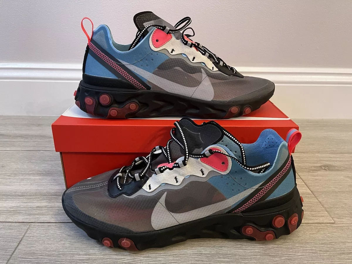 Nike React Element 87 AQ1090-006 Black Grey Blue Chill Solar Red Sz 12 Used | eBay